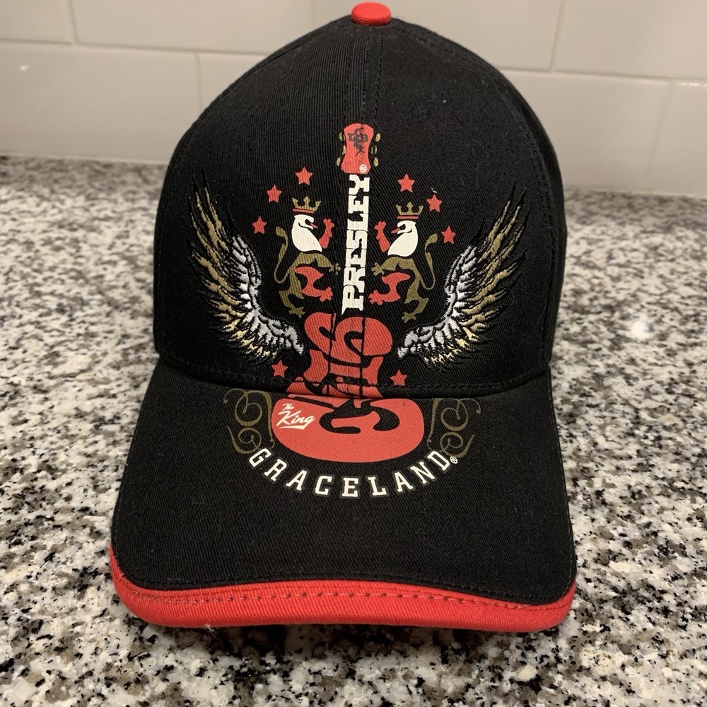 Graceland Elvis Presley Home Memphis Tennessee Guitar Embroidered Logo Hat NEW